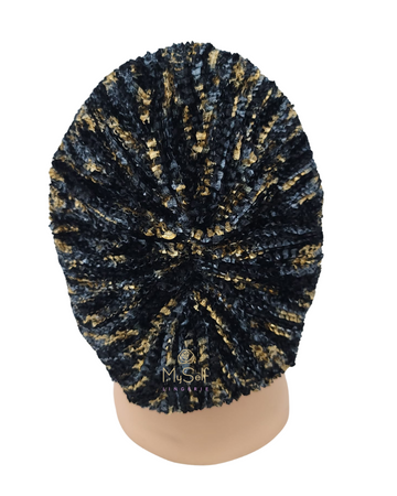 SG SG82-WL-BGC Black/Grey/Champ Lined Chenille w/ Band myselflingerie.com